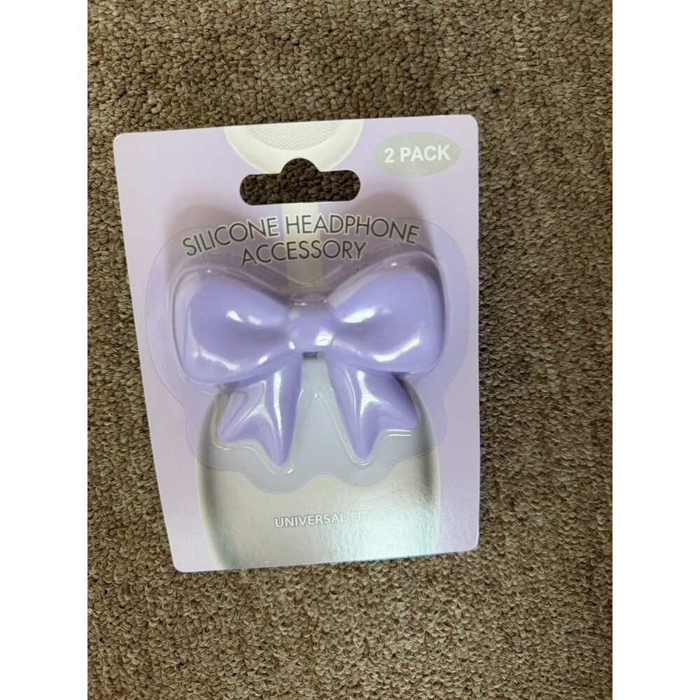 2 Pack Purple Bow Headphone Accessories Silicone Clip Charms Universal Coquette - Picture 3 of 7